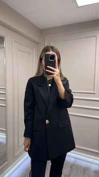 Ceremony 6846 Siyah Tek Düğmeli Blazer Çelik Ceket