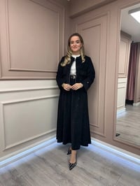Ceremony 6918 Siyah Kadife Pul Detaylı Etekli Takım