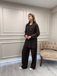 Ceremony 6938 Kahverengi Cebi İşleme Detaylı Takım
