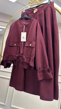 Ceremony 6950 Bordo Eteği Toka Detaylı Takım