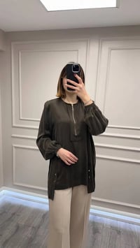 Clande CL25023000 Kahve Önü Fermuarlı Bluz