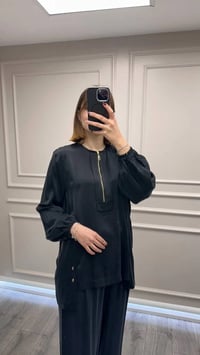 Clande CL25023000 Siyah Önü Fermuarlı Bluz