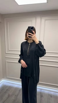 Clande CL25023000 Siyah Önü Fermuarlı Bluz