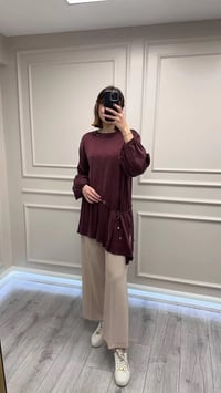 Clande CL25023001 Bordo Yanı Detaylı Bluz
