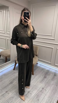 Clande CL25023004 Kahve Düğme Detaylı İkili Takım