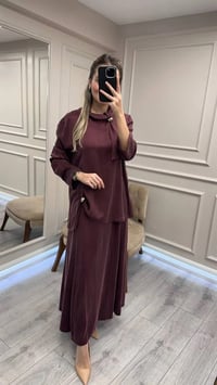 Clande CL25023014 Bordo Yaka Detaylı Etekli Takım