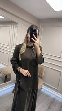 Clande CL25023014 Kahve Yaka Detaylı Etekli Takım