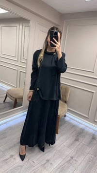 Clande CL25023014 Siyah Yaka Detaylı Etekli Takım