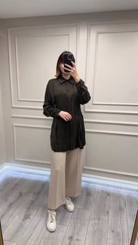 Clande CL25023019 Kahve Bağlama Detaylı Bluz