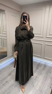 Clande CL25025001 Kahve Yaka Detaylı Elbise