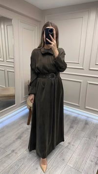 Clande CL25025001 Kahve Yaka Detaylı Elbise