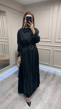 Clande CL25025001 Siyah Yaka Detaylı Elbise
