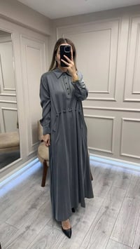 Clande CL25025007 Antrasit Bel Detaylı Elbise