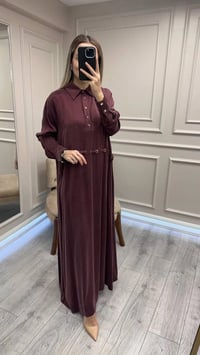 Clande CL25025007 Bordo Bel Detaylı Elbise