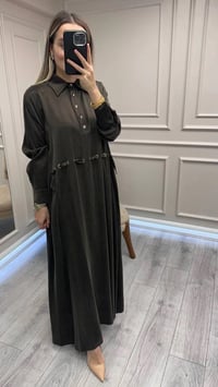 Clande CL25025007 Kahve Bel Detaylı Elbise
