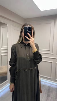 Clande CL25025007 Kahve Bel Detaylı Elbise