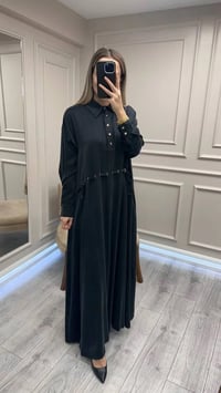 Clande CL25025007 Siyah Bel Detaylı Elbise