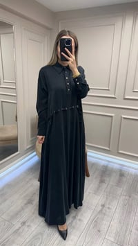 Clande CL25025007 Siyah Bel Detaylı Elbise