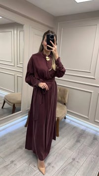 Clande CL25025011 Bordo Broş Detaylı Elbise