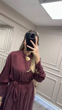Clande CL25025011 Bordo Broş Detaylı Elbise