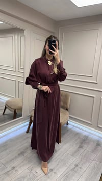 Clande CL25025011 Bordo Broş Detaylı Elbise