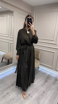 Clande CL25025011 Kahve Broş Detaylı Elbise