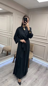 Clande CL25025011 Siyah Broş Detaylı Elbise