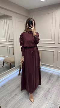 Clande CL25055006 Bordo Yaka Detaylı Elbise