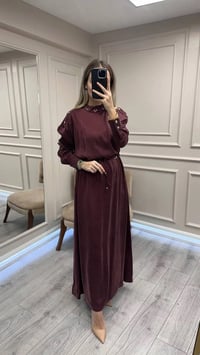 Clande CL25055006 Bordo Yaka Detaylı Elbise