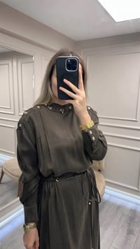 Clande CL25055006 Kahve Yaka Detaylı Elbise