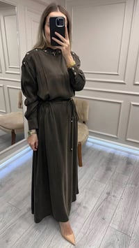 Clande CL25055006 Kahve Yaka Detaylı Elbise
