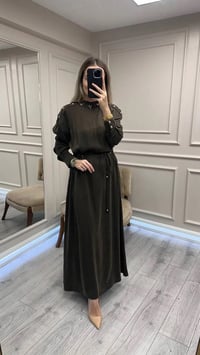 Clande CL25055006 Kahve Yaka Detaylı Elbise