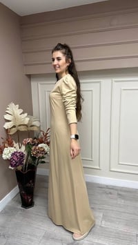 Cloche CL3000 Camel Bambu Penye Kumaş Elbise