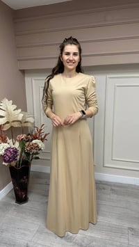 Cloche CL3000 Camel Bambu Penye Kumaş Elbise