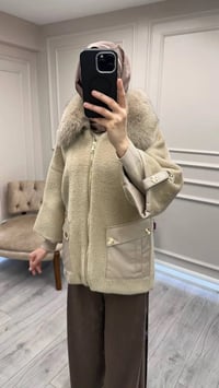 Etrucci 7072 Koyu Bej Deri Cepli Angora Kap