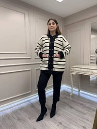 Exquise E26Y06225002 Siyah Krem Gaetan Triko Hırka