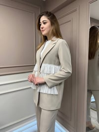 Ghisa 25YGSCKT3080 Bej Çizgili Ceket
