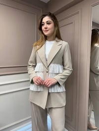 Ghisa 25YGSCKT3080 Bej Çizgili Ceket