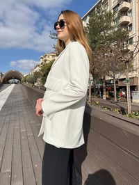 Ghisa 25YGSCKT3080 Beyaz Çizgili Ceket
