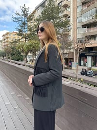 Ghisa 25YGSCKT3080 Siyah Çizgili Ceket
