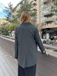 Ghisa 25YGSCKT3080 Siyah Çizgili Ceket