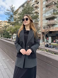 Ghisa 25YGSCKT3080 Siyah Çizgili Ceket