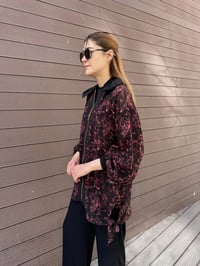 Ghisa 25YGSCKT3126 Bordo Siyah Leopar Desenli Ceket