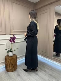Ghisa 25YGSELB4681 Siyah Güpür Detaylı Elbise