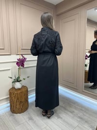 Ghisa 25YGSELB4681 Siyah Güpür Detaylı Elbise