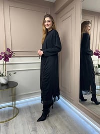 Ghisa 25YGSELB4855 Siyah Büzgü Detaylı Elbise