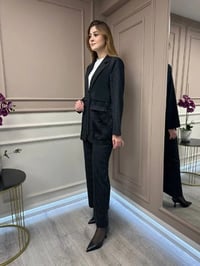 Ghisa 25YGSTKM3074 Siyah Ceket Pantolon Takım