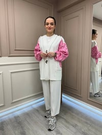 Ghisa 25YGSTKM3111 Pembe Kol Detaylı İkili Takım