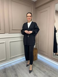 Ghisa 25YGSTKM3111 Siyah Kol Detaylı İkili Takım