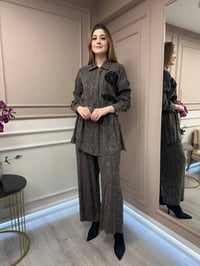 Ghisa 25YGSTKM4598 Kahve Desenli İkili Takım